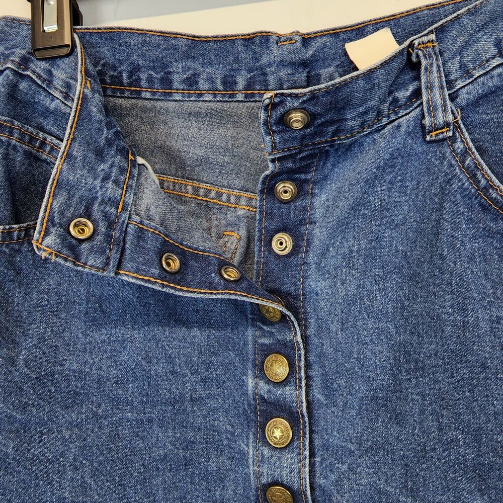 Vintage Womens Denim Mini Skirt Size 12 28" Blue Frayed Stuffed Shirt Jeanswear - Picture 4 of 9